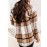 Plaid Print Pocket Button Front Jacket, Casual Collared Long Sleeve Outerwear, Women's Clothing