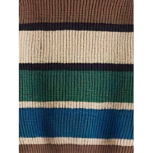 Bear Pattern Striped Pullover Sweater, Cute Turtle Neck Long Sleeve Crop Sweater, Women's Clothing