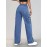 Elastic Waist Washed Straight Jeans, Loose Fit Flap Pockets Y2K Style Cargo Pants, Women's Denim Jeans & Clothing
