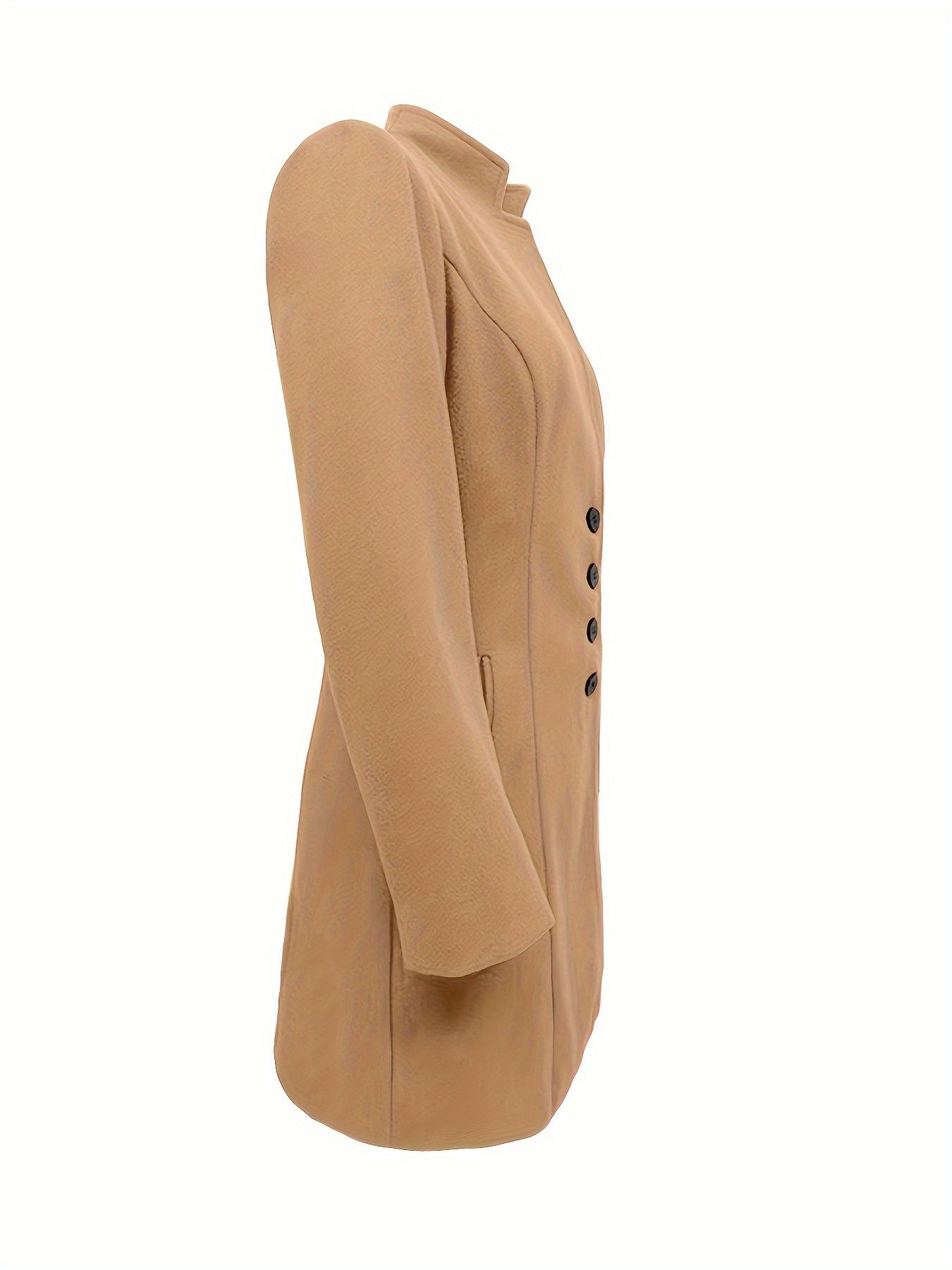 single breasted solid coat, single breasted solid coat elegant long sleeve versatile outerwear womens clothing details 17