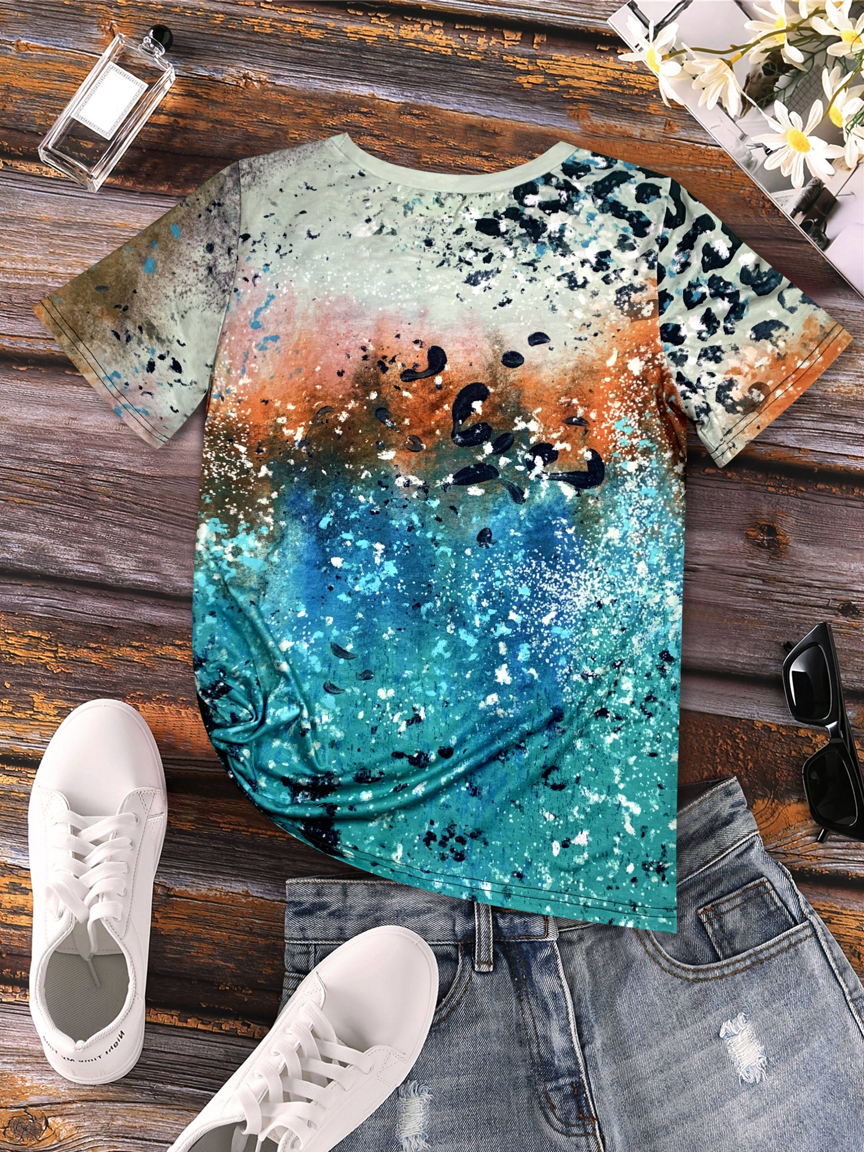 cow skull letter print vintage t shirt crew neck short sleeve top for spring summer womens clothing details 2