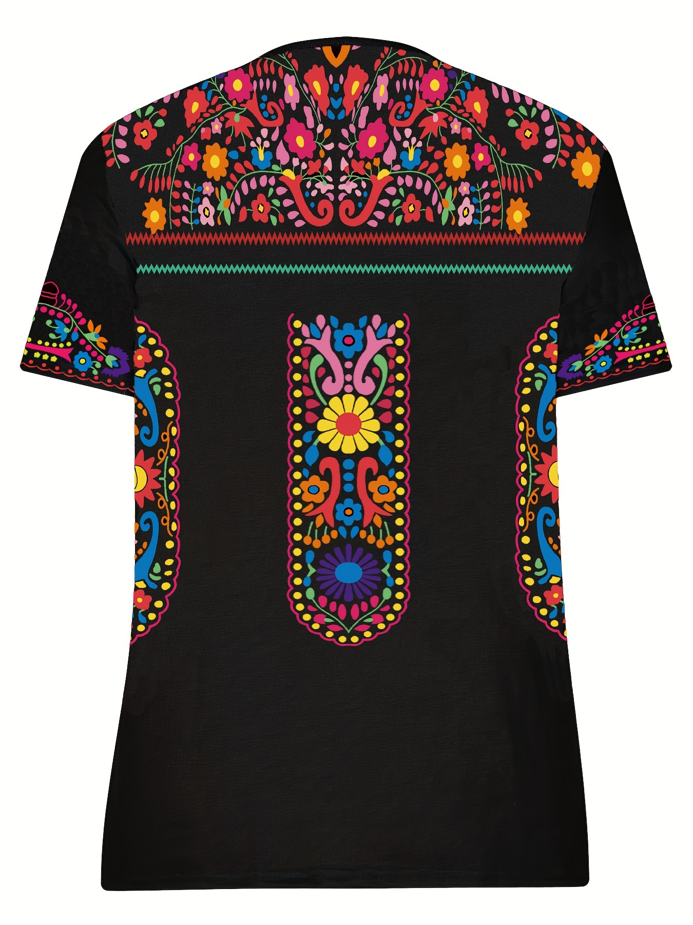 boho floral print t shirt ethnic crew neck short sleeve summer t shirt womens clothing details 10