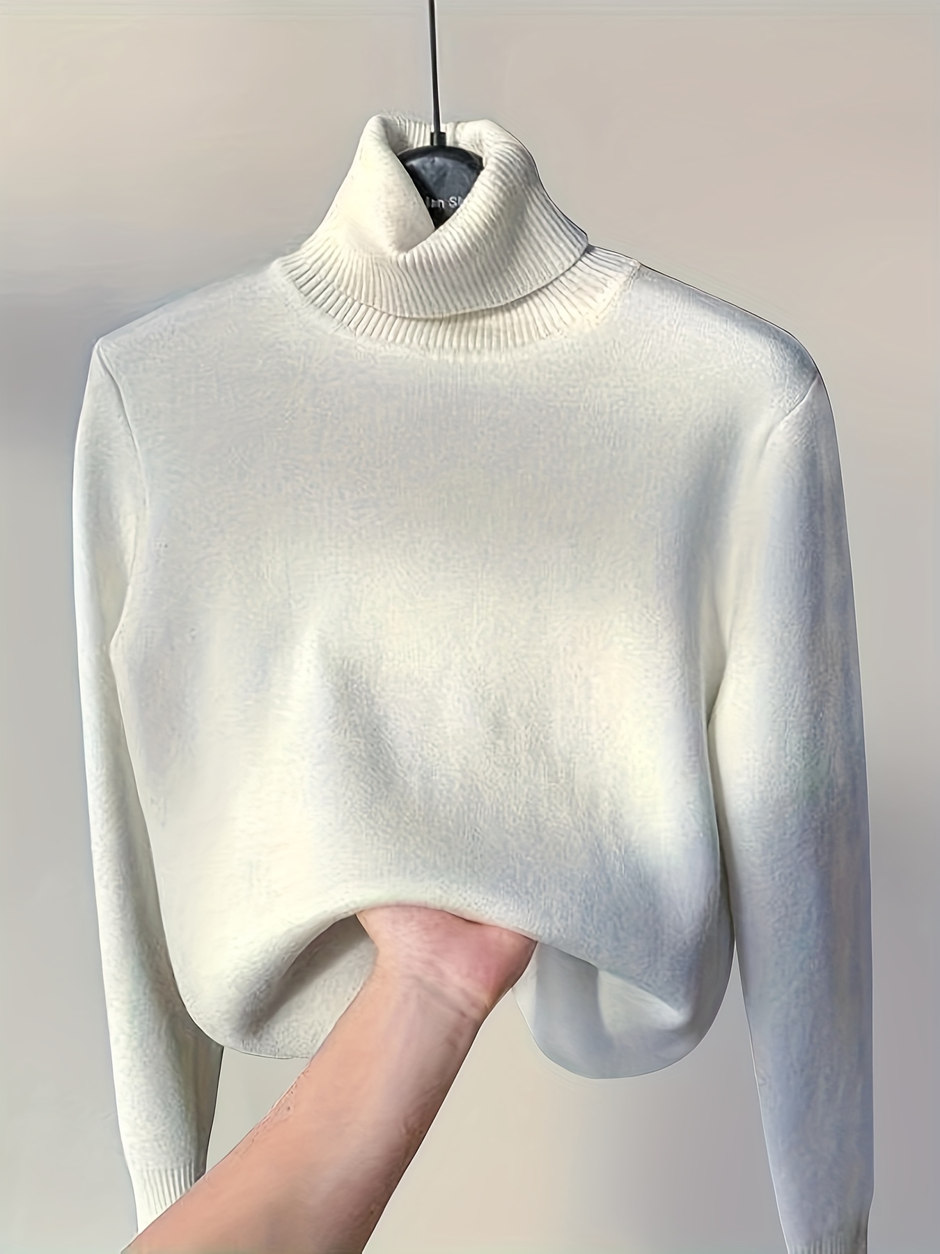 solid turtle neck pullover sweater casual long sleeve thermal sweater for fall winter womens clothing details 5