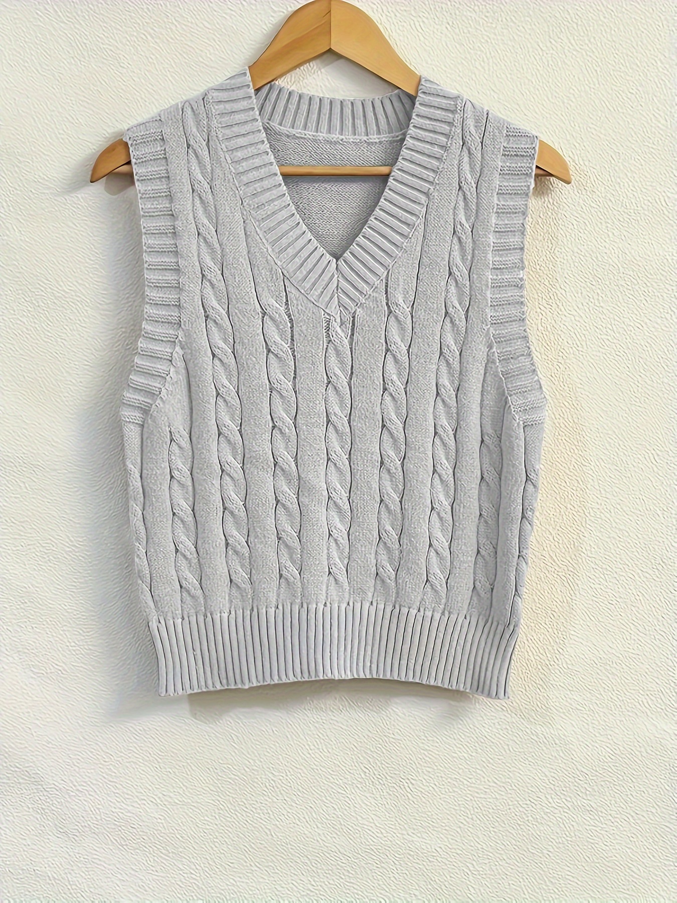 twist pattern v neck sweater vest y2k sleeveless vest for spring fall womens clothing details 17