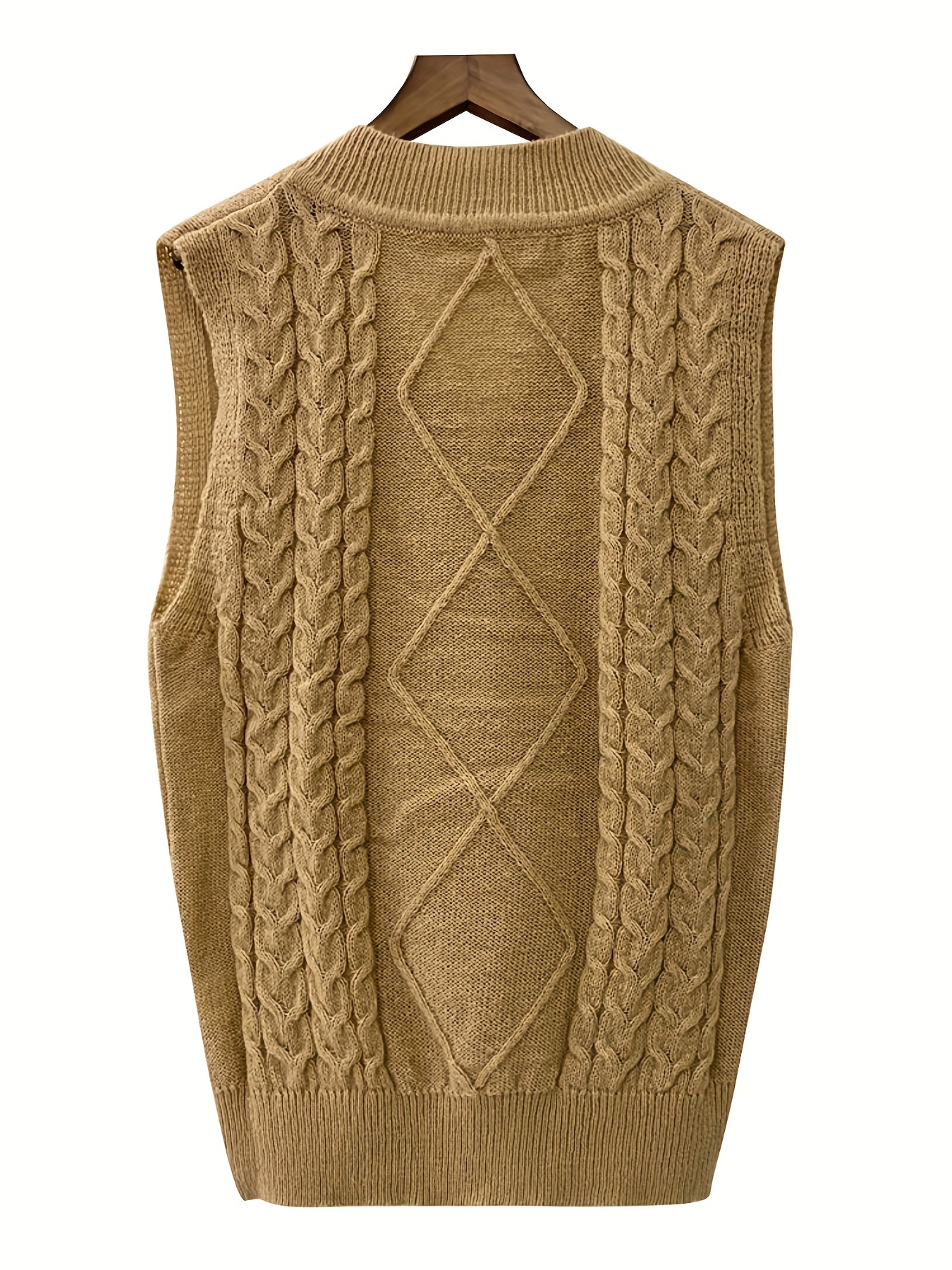 cable v neck knitted vest casual sleeveless vest for spring fall womens clothing details 12