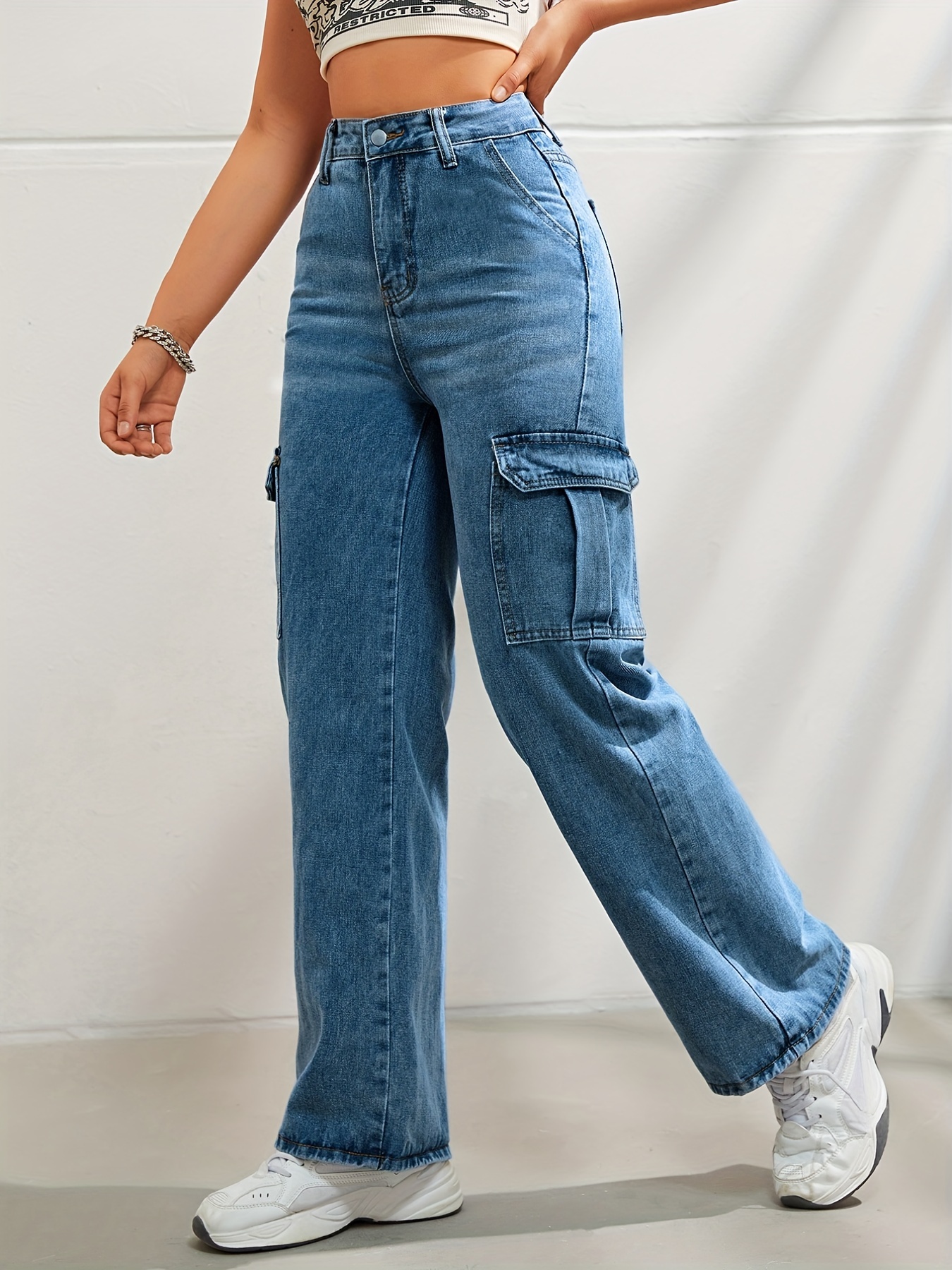 side flap pocket high waist denim cargo pants light washed casual slash pocket cargo jeans kpop y2k womens denim jeans clothing details 11