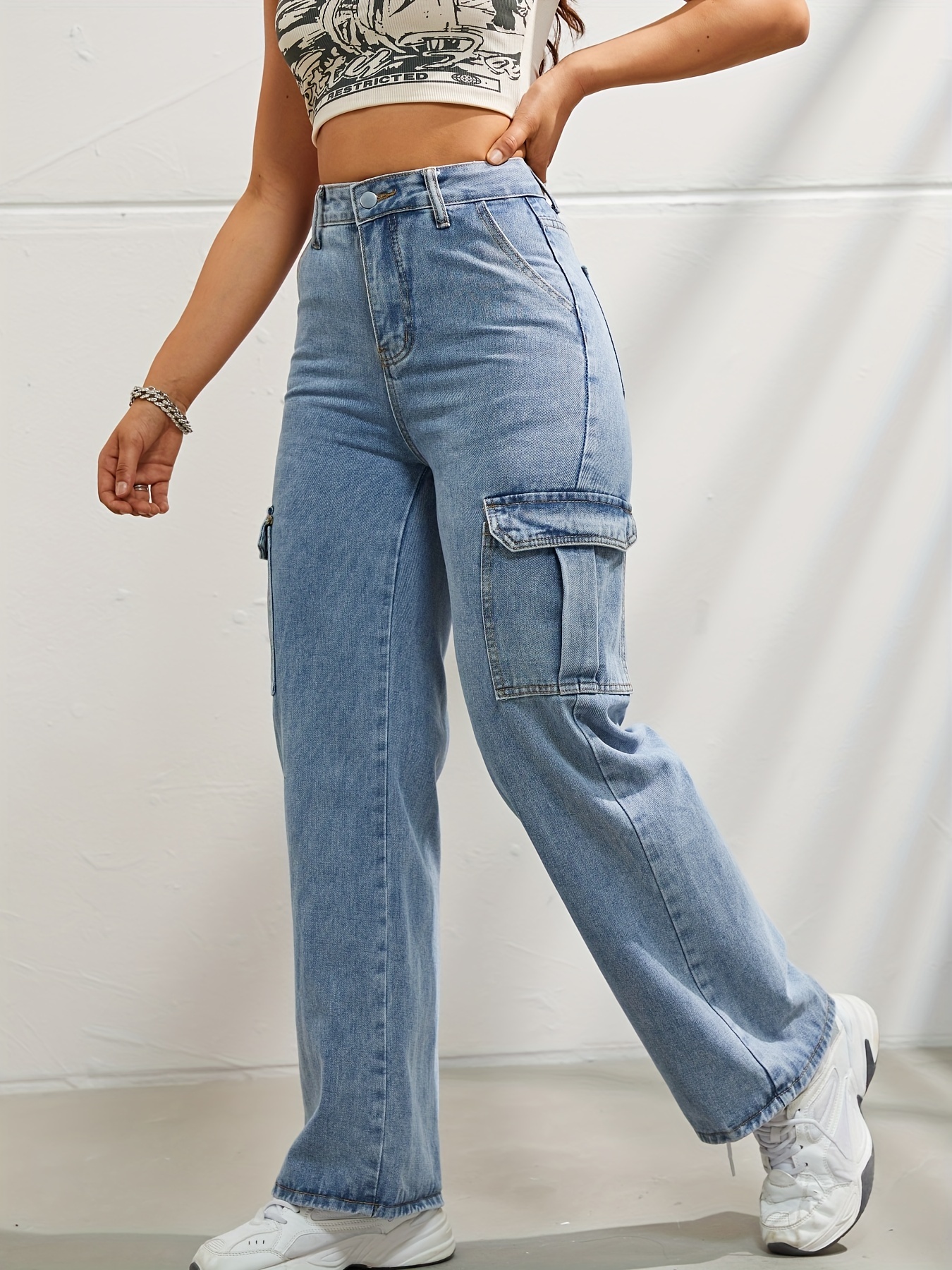 side flap pocket high waist denim cargo pants light washed casual slash pocket cargo jeans kpop y2k womens denim jeans clothing details 17