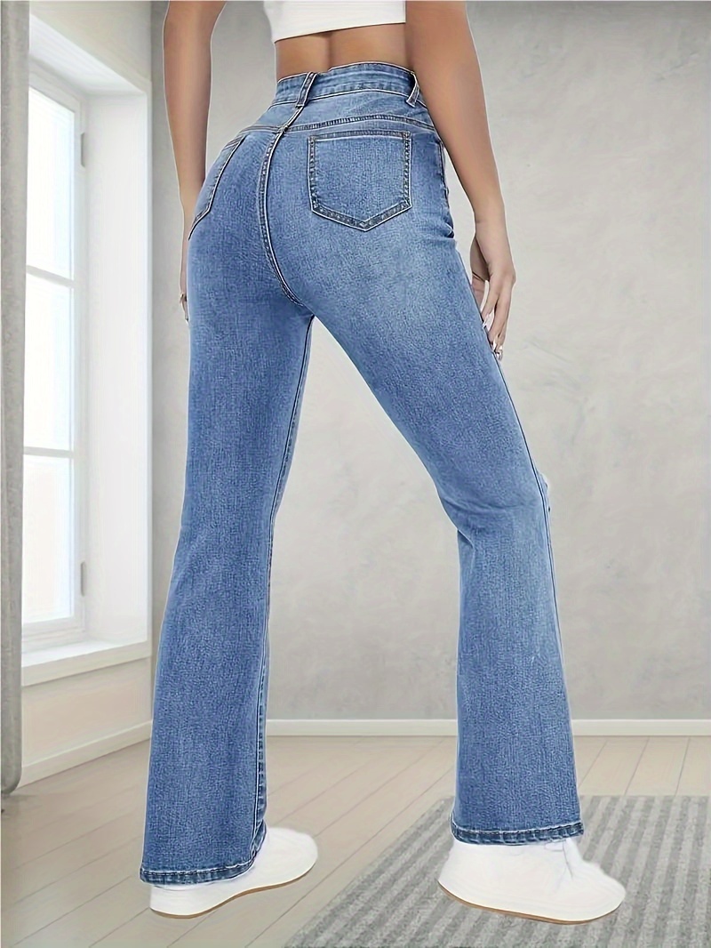 high stretch washed straight jeans slant pockets high waist denim pants womens denim jeans clothing details 2