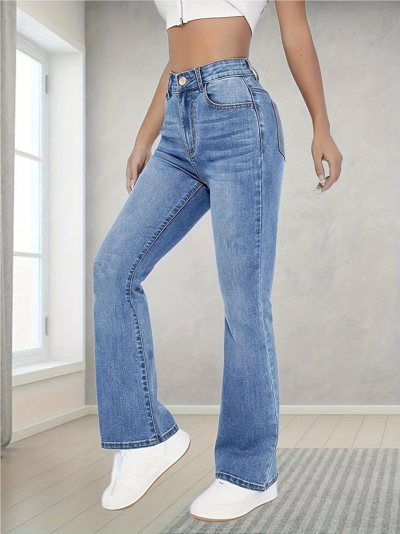 high stretch washed straight jeans slant pockets high waist denim pants womens denim jeans clothing details 3