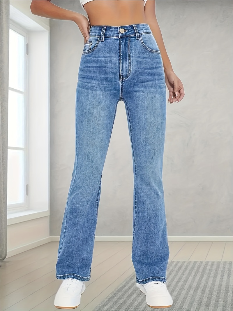 high stretch washed straight jeans slant pockets high waist denim pants womens denim jeans clothing details 4